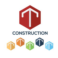 Letters T set,Hexagon vector logo design template