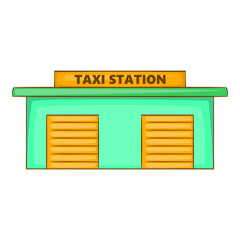 Taxi station icon in cartoon style isolated on white background. Garage symbol vector illustration