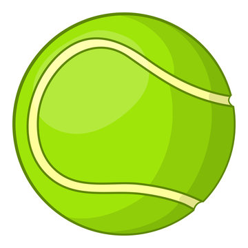 Tennis ball icon in cartoon style isolated on white background. Sport symbol vector illustration
