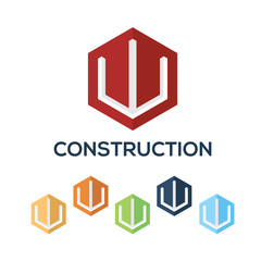 Letters W set,Hexagon vector logo design template