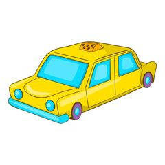 Taxi car icon in cartoon style isolated on white background. Transportation symbol vector illustration