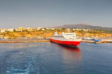 Fototapeta na wymiar Ferry in the port of Rafina in Athens.