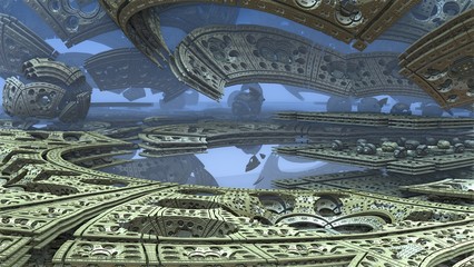 3D fantasy abstract background from strange shapes, 3D illustration