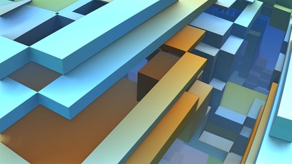 3D Abstract colorful geometric shapes, 3D background