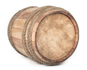 Small Wooden barrel isolated on white