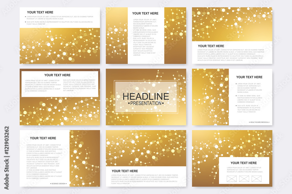 Aufkleber big set of vector templates for presentation slides. modern graphic background molecule structure an