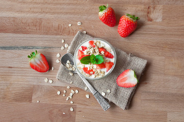 Yoghurt with strawberries dessert