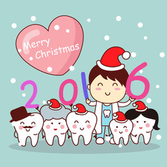 christmas dentist with tooth family