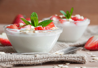 Yoghurt with strawberries dessert