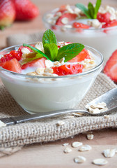 Yoghurt with strawberries dessert