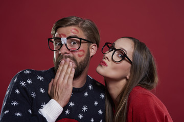 Shy man and his girlfriend