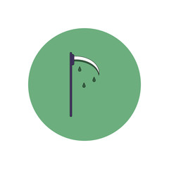 Vector illustration in flat design Halloween icon bloody scythe