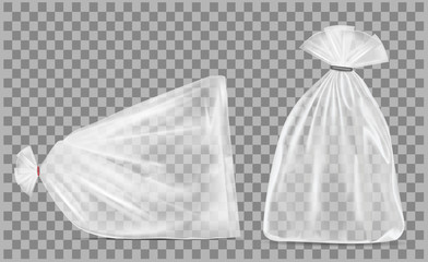 Transparent blank foil or paper packaging. Sachet for bread