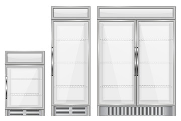Display refrigerator. Set of commercial merchandisers