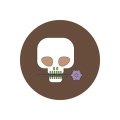 Vector illustration in flat design Halloween icon Skull and flower