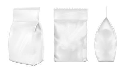 White blank plastic or paper washing powder packaging.