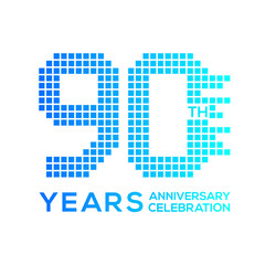 90 years anniversary with a pixels digital,technology logo