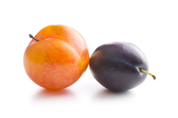 Yellow and purple plums.