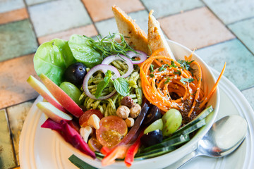 Delicious vegan salad with nuts