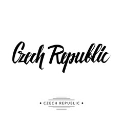 Handwritten inscription Czech Republic. Hand drawn lettering. Calligraphic element for your design. Vector illustration.