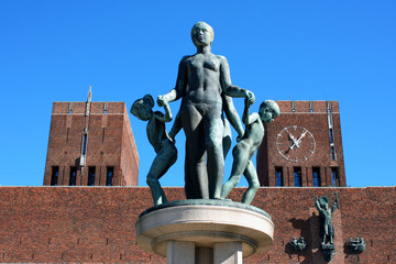 Naklejka premium large and amasing City Hall (Radhuset), Oslo, Norway