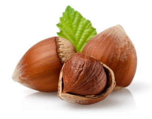 Hazelnuts and leafs