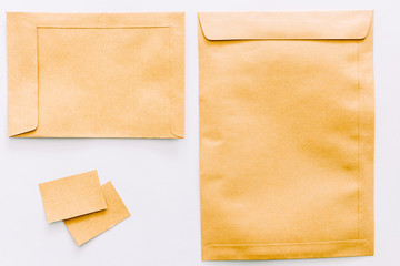Set of  Brown envelopes on white background