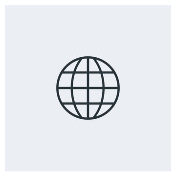 Globe flat icon, image jpg, vector eps, flat web, material icon, icon with grey background	