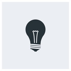 Bulb idea flat icon, image jpg, vector eps, flat web, material icon, icon with grey background	