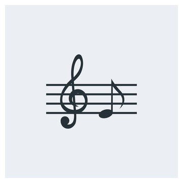 Music notes flat icon, image jpg, vector eps, flat web, material icon, icon with grey background	