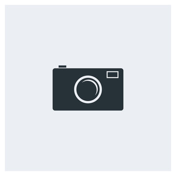 Camera flat icon, image jpg, vector eps, flat web, material icon, icon with grey background	