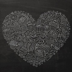 Colorful vector set of Holidays cartoon doodle objects, symbols and items