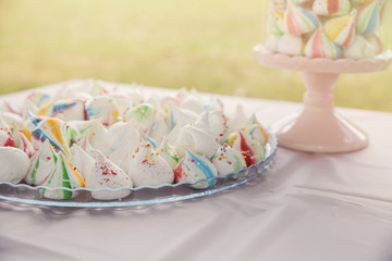Homemade rainbow meringue kisses drops