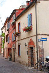 Obraz na płótnie Canvas street with old houses Rimini Italy