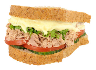Tuna And Salad Sandwich On Brown Sliced Bread