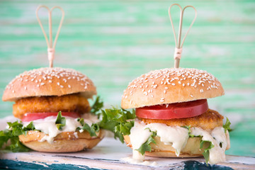 Hamburgers with chicken cutlet
