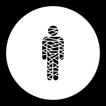 black isolated ancient mummy simple icon eps10