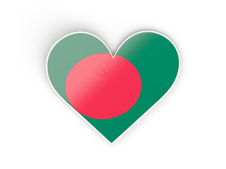 Flag of bangladesh, heart shaped sticker