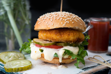 Hamburgers with chicken cutlet
