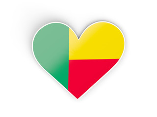 Flag of benin, heart shaped sticker