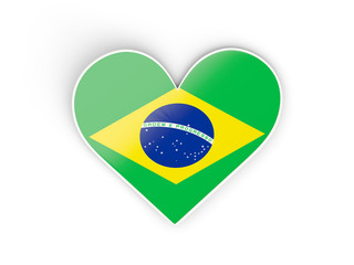 Flag of brazil, heart shaped sticker