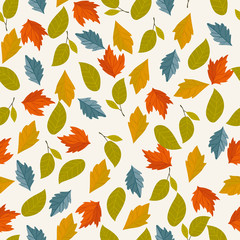 Autumn vector seamless pattern. Hand draw autumn leaves background.