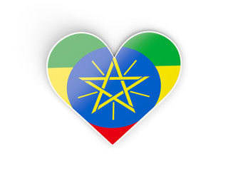 Flag of ethiopia, heart shaped sticker