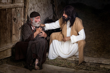 Jesus healing the lame old man