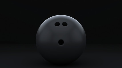 Black Bowling Ball in an Empty Studio Space