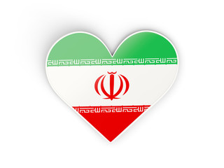 Flag of iran, heart shaped sticker