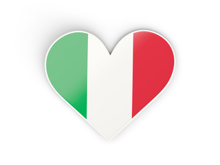 Flag of italy, heart shaped sticker
