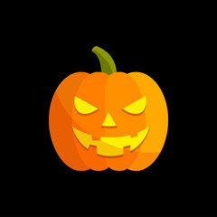 Icono plano calabaza Halloween color sobre fondo negro