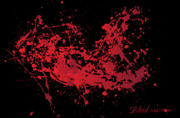 Abstract Blood splatter isolated on Black background, vector des