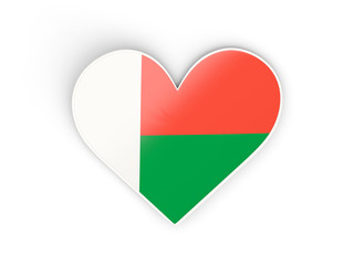 Flag of madagascar, heart shaped sticker